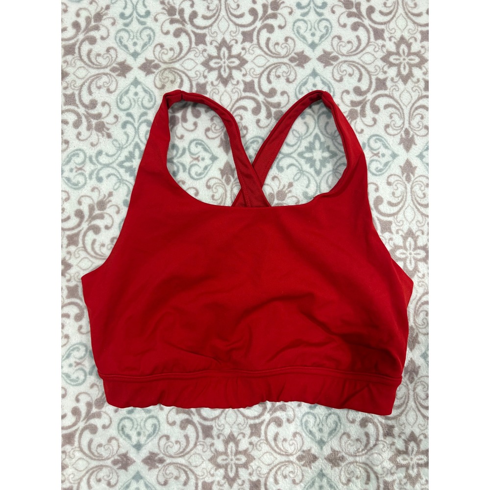 90 Degree by Reflex Red Crisscross Back Sports Bra Activewear Top